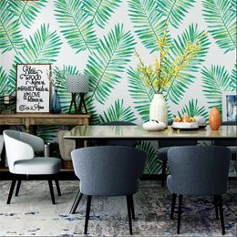 beibehang Nordic style wallpaper ins Southeast Asia banana leaf tropical plant restaurant living room TV background wallpaper