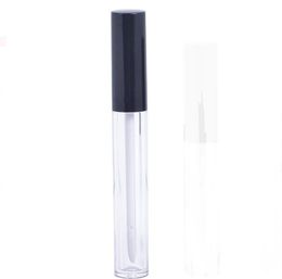 high-grade cylindrical plastic transparent 5ml lip gloss / lip oil / labial glair empty tube with black cap SN3067