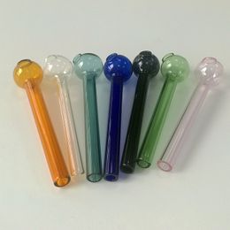 New Arrival Smoking Accessories 4 Inch Long Smoking Pipes Multicolor Pyrex Glass Oil Burner Pipes Straight Tube SW37