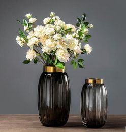 Nordic transparent glass vase European creative soft decorations living room insert vase model dry flower decoration set