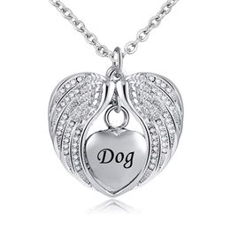 Cremation Jewelry with Angel Wing Urn Necklace for Ashes Birthstone Pendant Holder Heart Memorial Keepsake for Dog