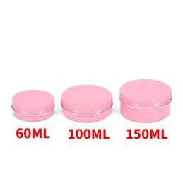 Empty Pink Aluminium Lip Balm Containers Cosmetic Cream Jars Tin Crafts Pot Bottle 60ml 100ml 150ml SN760