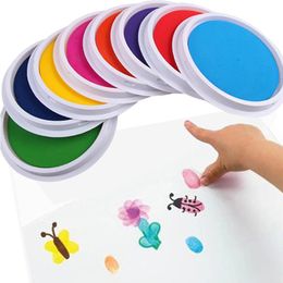 Large Round Colouring box DIY Ink Pad Stamp Finger Draw Painting Graffiti For Kids Children Creativity Imagination Education toy Wholesale