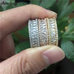 choucong 3 Colours Princess cut ring 5A Zircon Stone Gold Filled Party Wedding Band Rings for women men Finger Jewellery Gift