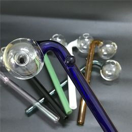 Oil Burner Pipes Glass Bent Type Small Colourful Hand Pipe 14cm Curved Balancer Tobacco for Smoking