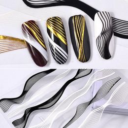 Nail Art Stickers Laser Gold Metal Stripe Line Tape Self-Adhesive Transfer Foils Decals DIY Tips Manicure Decoration Dropship