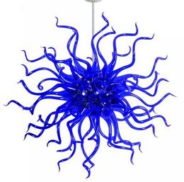 Pendant Lamps High Quality Murano Blue Flower Chandeliers Round CE/UL LED Light Bar Style Hand Blown Glass Ball Chandelier Modern