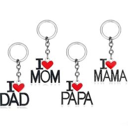 Family Keychains Love Mom Love Papa Keyrings 4 Styles Key Chain Key Ring for Mama Dad Father Mother'S Day Gift