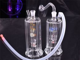 Glass Water Bongs 5 Inch with 10mm glass oil burner pipe Thick Pyrex Recycler Heady Beaker Bong for Smoking with LED light glow in the dark