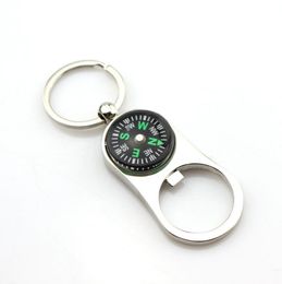 Outdoor Compass Bottle Opener with Metal Key Ring Chain Keyring Keychain Metal Wine Beer Bottle Openers Bar Tool