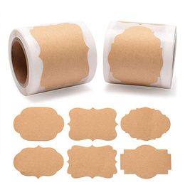 600pcs Blank Kraft Brown Paper Box Sealing Adhesive Sticker Label Irregular ShapeLabel Can be Handwritte