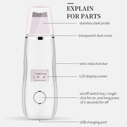 Ultrasonic Skin Scrubber Skin Peeling Facial Machine For Exfoliating And Deep Cleaning Remove Acne And Blackhead Home Use