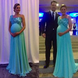 New Maternity Evening Dresses Party Wear One Shoulder Applique Vestidos De Novia Long Chiffon Prom Gowns for Pregnant Women