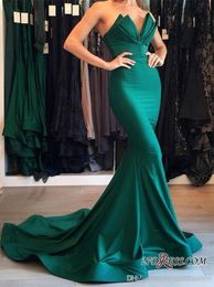 New Elegant Mermaid Prom Evening Dresses Deep V Neck Cascading Sleeves Backless Floor Length Formal Evening Party Gowns Celebrity Dress