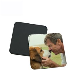 sublimation pu leather coaster for Customised gift leather coasters for dye sublimation hot transfer printing blank round Square consumables