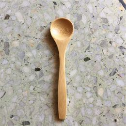 100 Pieces Small Bamboo Coffee Tea Spoon 13*3cm Sugar Salt Jam Mustard Ice Cream Honey Spoons Handmade Bamboo Spoons Natural Dining Supply