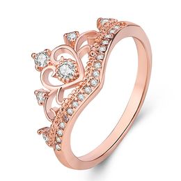 Wedding Rings Luxury Crystal Crown Ring For Women Heart Zirconia Diamond Bague Anillos Jewellery Birthday Gifts