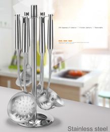 Stainless steel kitchen rack for storage of asphalt water rotating spatula and spoon hanger