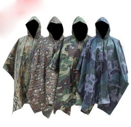 6 style Adult Mens Fashion Outdoor Walking Climbing Multi-Functional Three-in-One Camouflage Raincoat Cloak Polyeste dc572