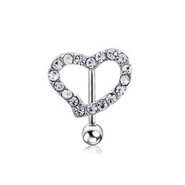 Fashion Cute Heart Stylish Sexy Belly Button Rings Shiny Navel Ring Silver Stainless Steel Crystal Body Piercing Jewellery for Women