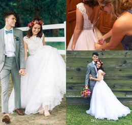 2019 New Country Style Beach Summer Wedding Dress Lace Applique Sleeveless Western Bridal Gown Custom Made Plus Size