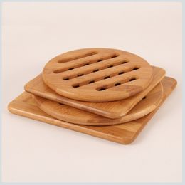 Bamboo Heat Resistant Coasters Round Square Heat Resistant Coaster Mug Pan Saucer Mat Kitchen Cooking Insulation Pad