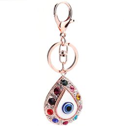 4pcs Lot Turkey Blue Eye Key Chain For Women Handbag Decoration Keychain For Woman Girls Rhinestone Key Ring Jewelry Accessories346E