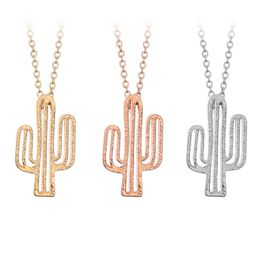 Simple Cactus Pendant Necklaces Designer Plant Necklaces High-grade Rhinestone Alloy Necklaces Fashion Jewellery for Men Women 3 Colours