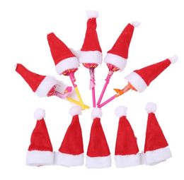 Mini Christmas Santa Claus Hat Candy Lollipops Cap Home Merry Christmas Decorations Kids Gift