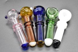 Newest cheap cute colorful glass smoking oil burner pipe glass tobacco spoon hand pipe for dry herb free shipping