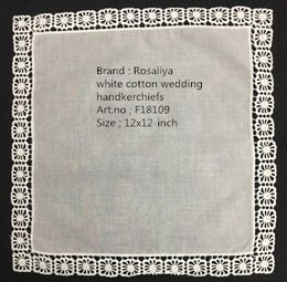 Set of 12 Fashion Ladies Handkerchiefs White Cotton Wedding Bridal Handkerchief Vintage Lace Hankie Hanky 12x12-inch