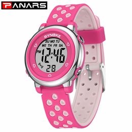 PANARS 2019 Kids Colourful Fashion Children's Watches Hollow Out Band Waterproof Alarm Clock Multi-function Watches for Students