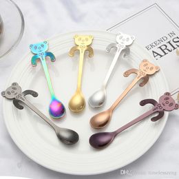 Stainless Steel Cartoon Panda Spoon Creative Mini Teaspoon Candy Coffee Spoon Ice Cream Straight Hanging Spoon