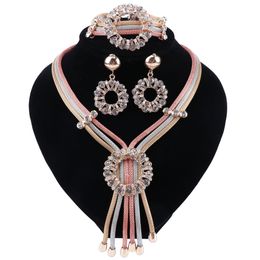 Bridal Gift Nigerian Wedding African Beads Jewelry Set Brand Woman Fashion Dubai Gold Color Jewelry Set Wholesale Design