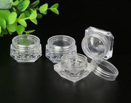 3 5ML Clear Plastic Jars,Nail Art Cosmetic Lip Balm Lip Gloss Cream Lotion Eyeshadow Containers with Lids SN2619