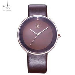 Shengke Brand Quartz Couple Watch Set Leather Watches For Lovers Black Simple Women Quartz Watch Men WristWatch Gifts229f