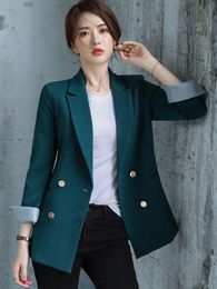 Wholesale-and autumn new high-end women's interview professional work clothes solid color large size small suit long Blazers jacket