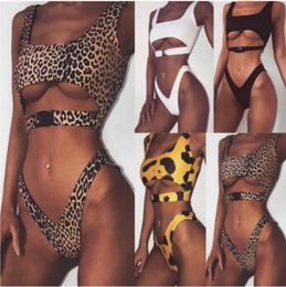 Women Sexy Summer Bikini Fashion Designer Leopard Print Swimwear Womens Explosion Hollow Sexy Two Pieces Swimsuits Hot Sell