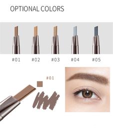 Eyebrow pencil waterproof sweatproof no blooming with brush pencils triangle head dual-use automatic rotating eye brow pen 12PCS