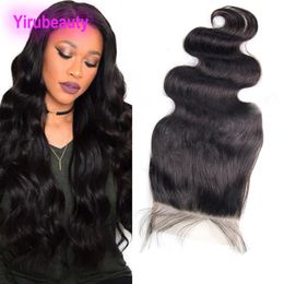 Malaysian 100% Unprocessed Human Hair 6X6 Lace Closure Body Wave Middle Three Free Part Lace Closures Natural Colour 12-24inch Yiruhair