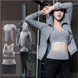 New Yoga dress with high waist and slim dry clothes Five Jacquard Suits for Running Sportswear