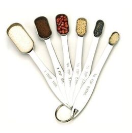 Hot 6pcs/set Narrow Stainless Steel Measuring Spoons Good for Scooping into Jars Chef Commercial Durability Measuring Spoons CCA6767 50set