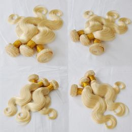 top grade russian blonde hair 3 pcs lot 100 unprocessed hair body wave wavy weft hair free dhl