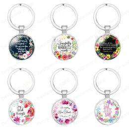 High Quantity Fashion Bible Verses Key Chain 17 Styles Glass Dome Keychains Scripture Quote Jewellery Christian Faith Inspirational Gift