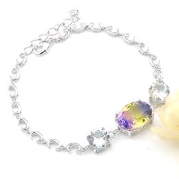 Luckyshine For Women Silver Color Retro colorful Zircon Round Bracelets 925 Sterling Silver Bracelet Bangles Fashion Jewelry NEW