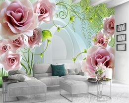 Wall Papers Home Decor Green Flower Vine Delicate Pink Flowers Home Decor Living Room Bedroom Wallcovering HD Wallpaper