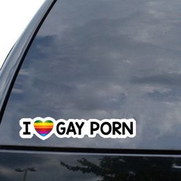 Divertido creativo I Love Gay Porn PVC calcomanía etiqueta engomada del coche al por mayor pegatinas de coches Barato pegatinas de coches