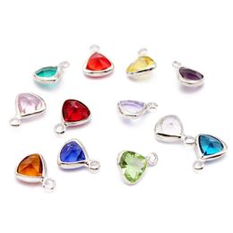 fashion crystal charm 12 colors triquetrous birthstone charms for bacelets & necklace DIY jewelry making jewelry wholesaler