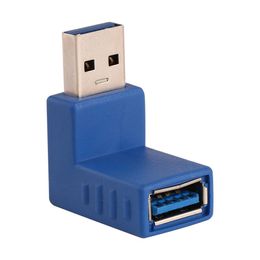 ZJT06 Universal USB 3.0 Type A Male To Female Plug 90 Degree Right Angle Connector Adapter Coupler High Quality Blue