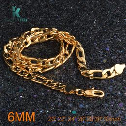 10pcs Whole 6MM Width 20-32 inch Gold Man Necklace Jewelry Fashion Men Chain Curb Necklace new For Cuban Jewelry Mens Gift Fac228Y